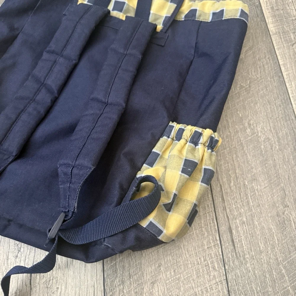 Vintage 1999 Samsonite Travel Tote Baby Diaper Bag Backpack Plaid Navy Yellow